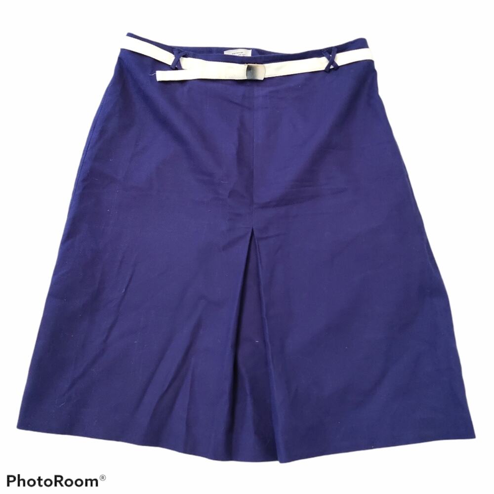 Loft size 10 navy blue pleated belted skirt